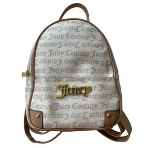 Juicy Couture Mini Backpack Y2K Logo‎ Print Gold Hardware Signature Lining Cream